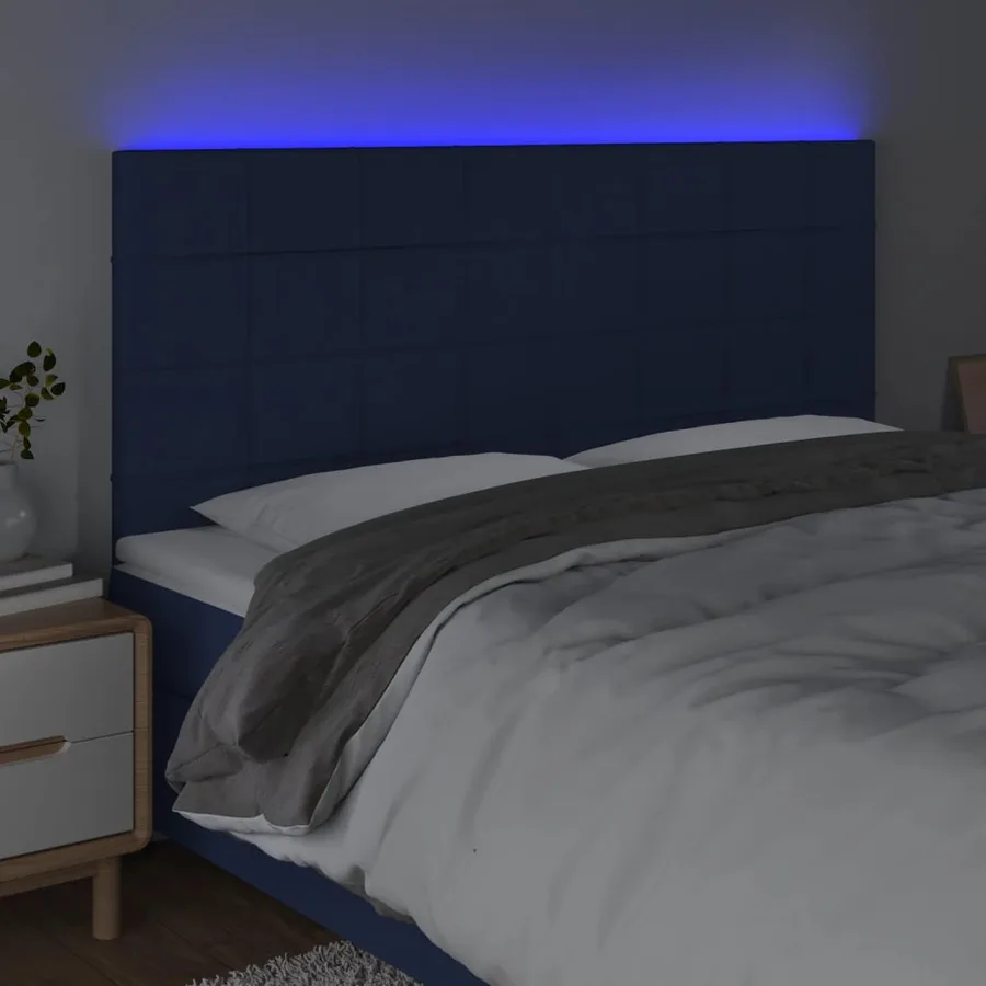 Tête de lit à LED Bleu 160x5x118/128 cm Tissu - 3