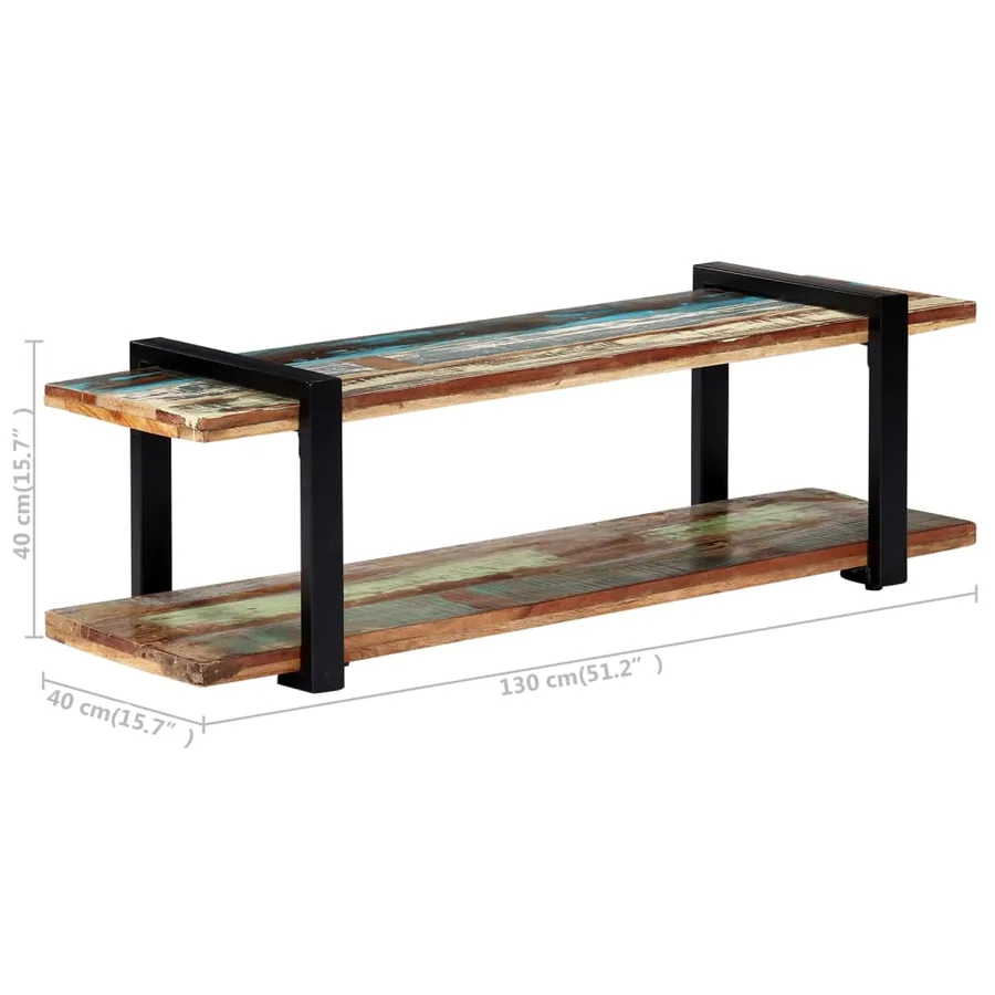 Meuble TV 130x40x40 cm Bois de récupération massif - 6