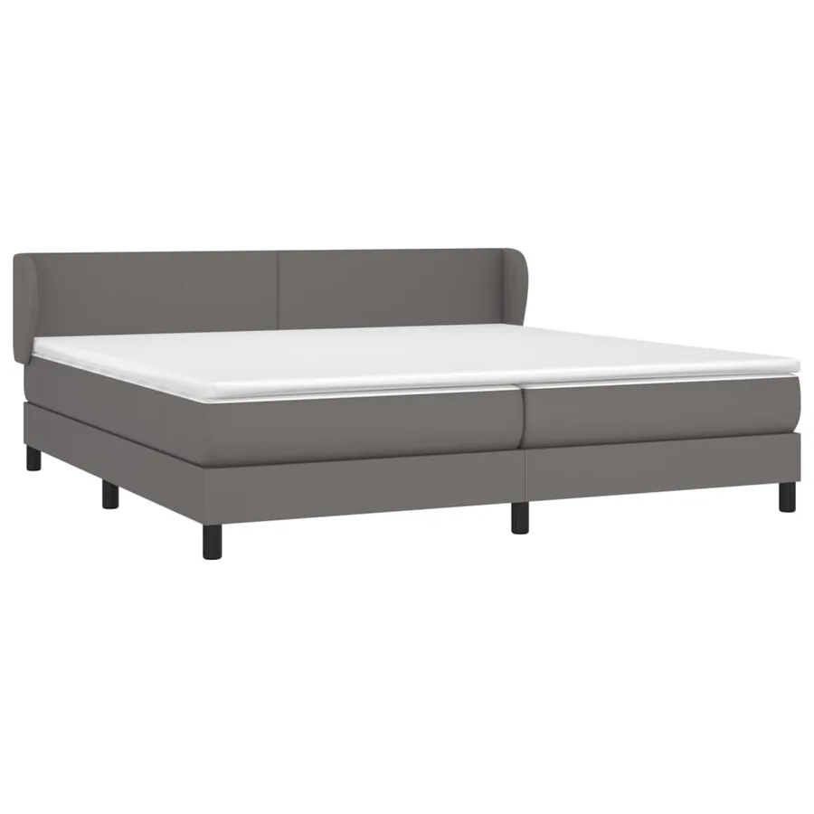 Sommier à lattes de lit avec matelas Gris 200x200 cm Similicuir - 3
