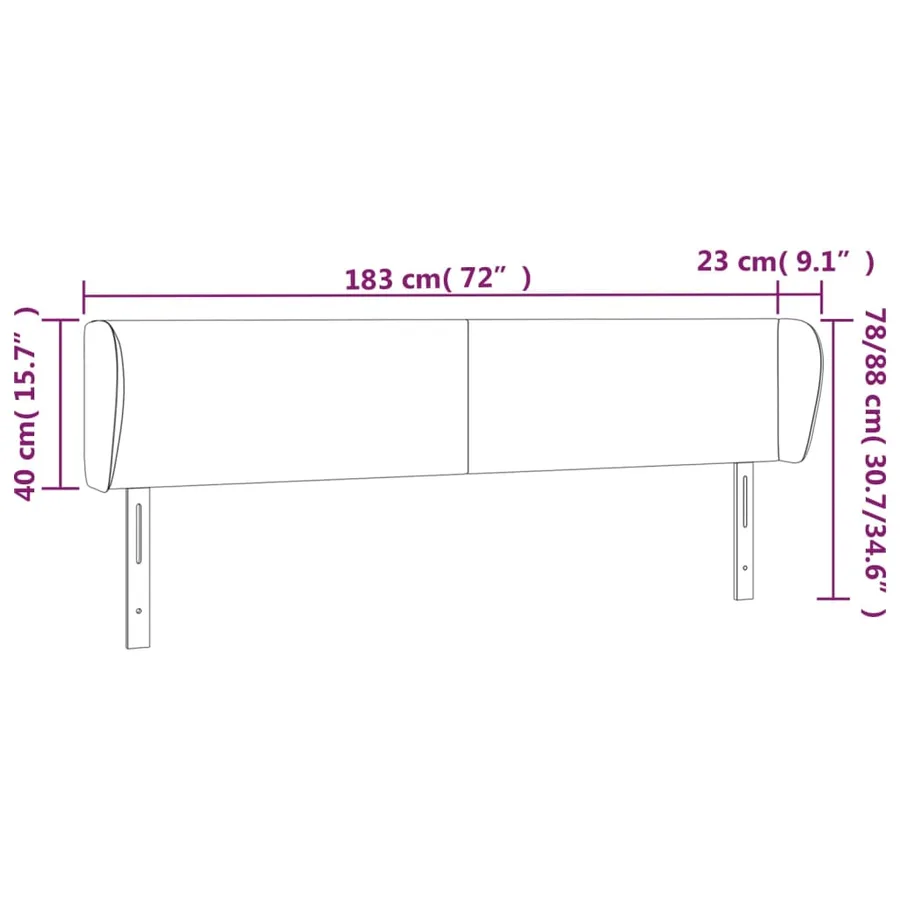 Tête de lit avec oreilles Rose 183x23x78/88 cm Velours - 9