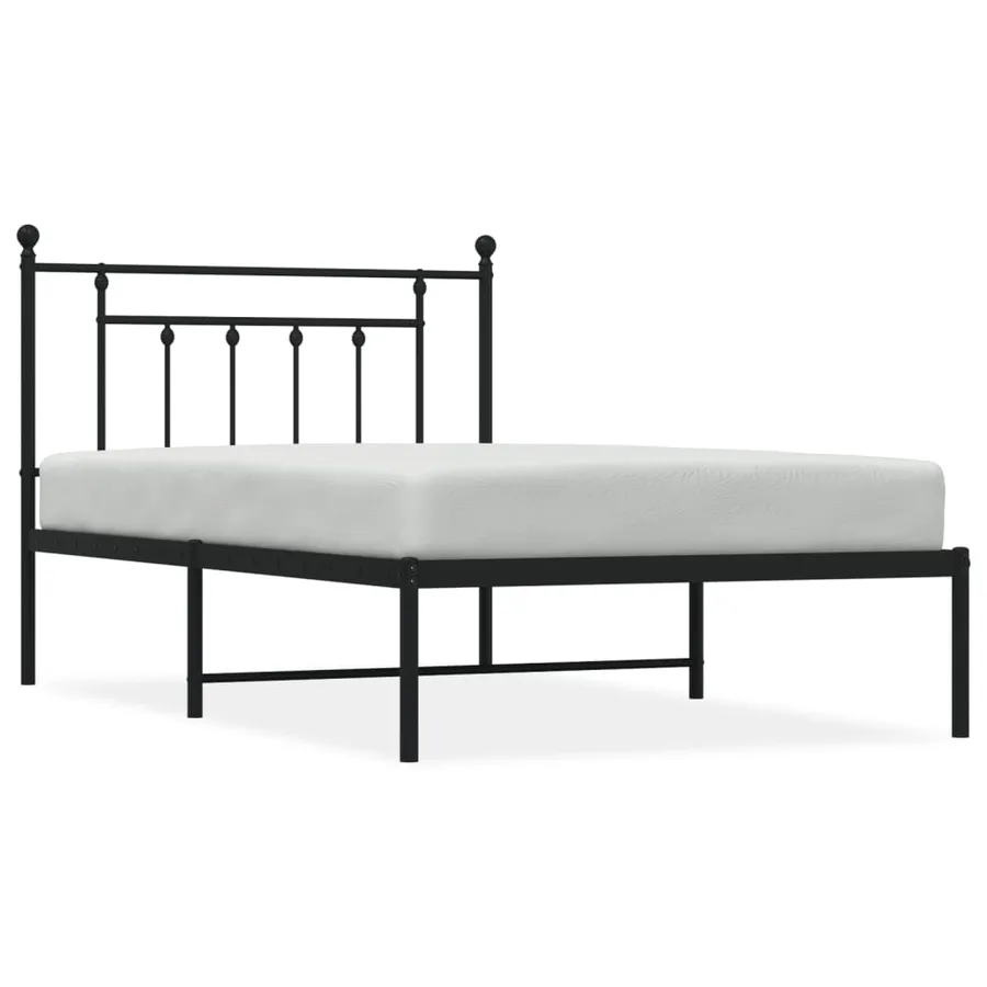 Cadre de lit métal sans matelas avec tête de lit noir 107x203cm - 2