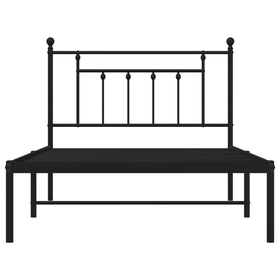 Cadre de lit métal sans matelas avec tête de lit noir 107x203cm - 3