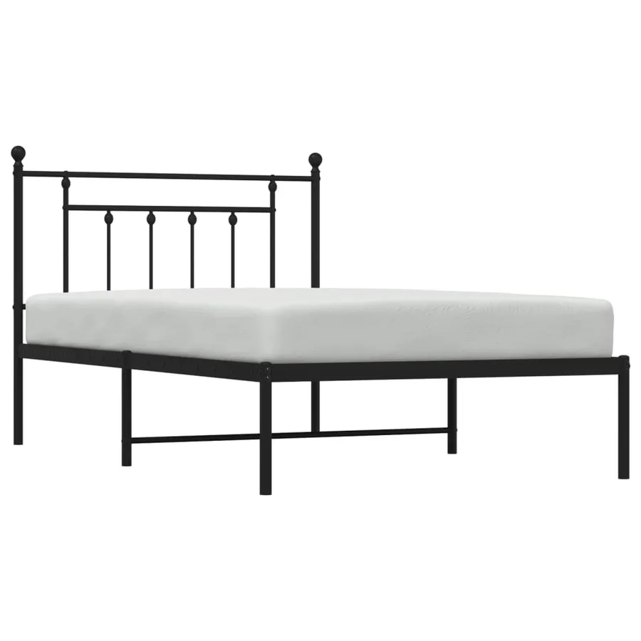 Cadre de lit métal sans matelas avec tête de lit noir 107x203cm - 5