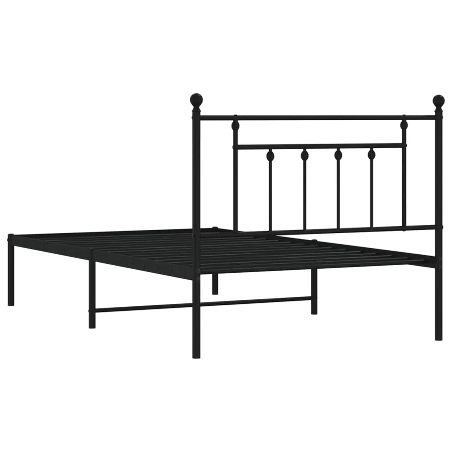 Cadre de lit métal sans matelas avec tête de lit noir 107x203cm - 7