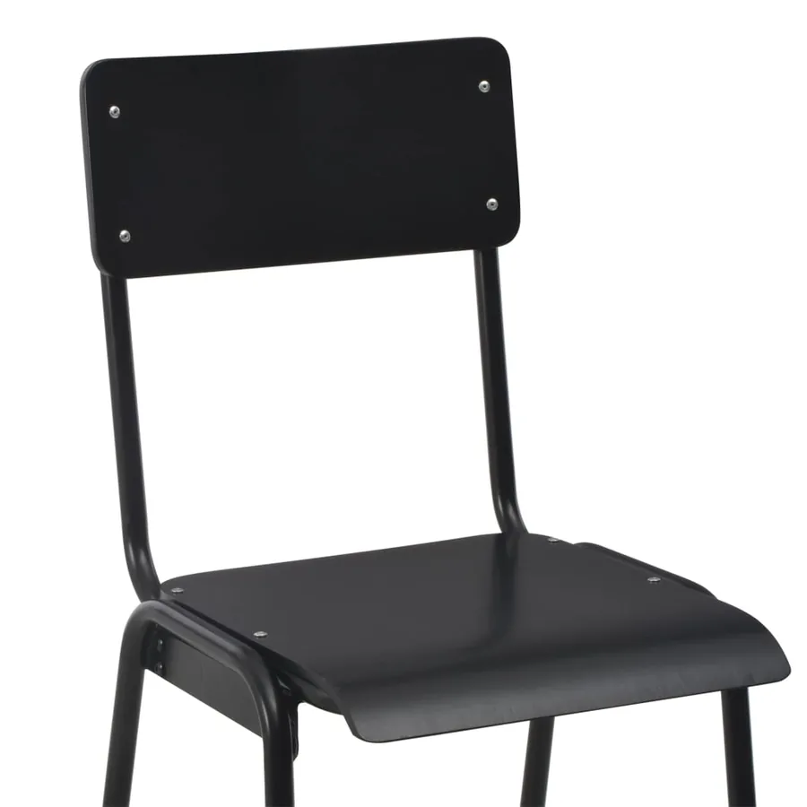 Chaises de bar lot de 6 noir contreplaqué solide et acier - 6