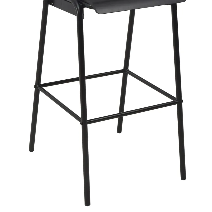Chaises de bar lot de 6 noir contreplaqué solide et acier - 7