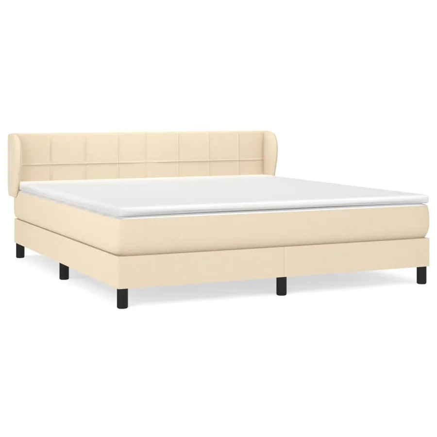 Sommier à lattes de lit avec matelas Crème 160x200 cm Tissu - 2