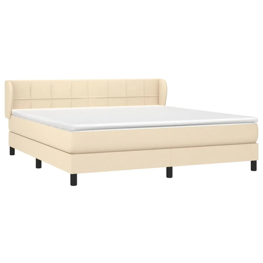Sommier à lattes de lit avec matelas Crème 160x200 cm Tissu - 3