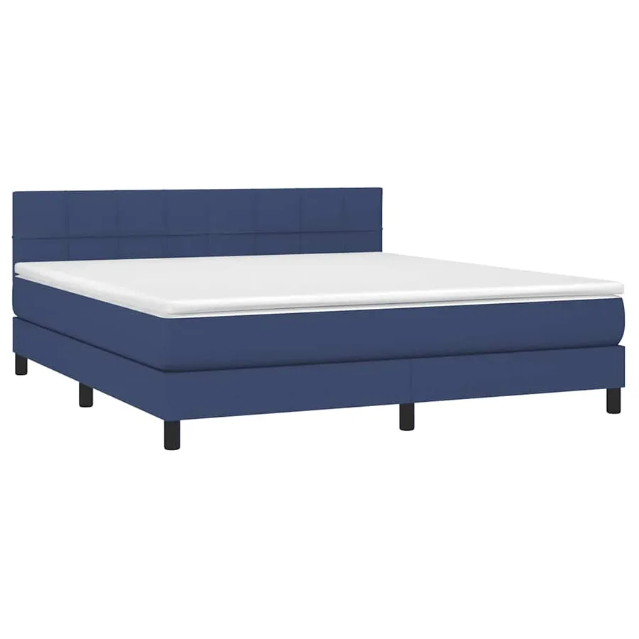 Sommier à lattes de lit avec matelas Bleu 160x200 cm Tissu - 3