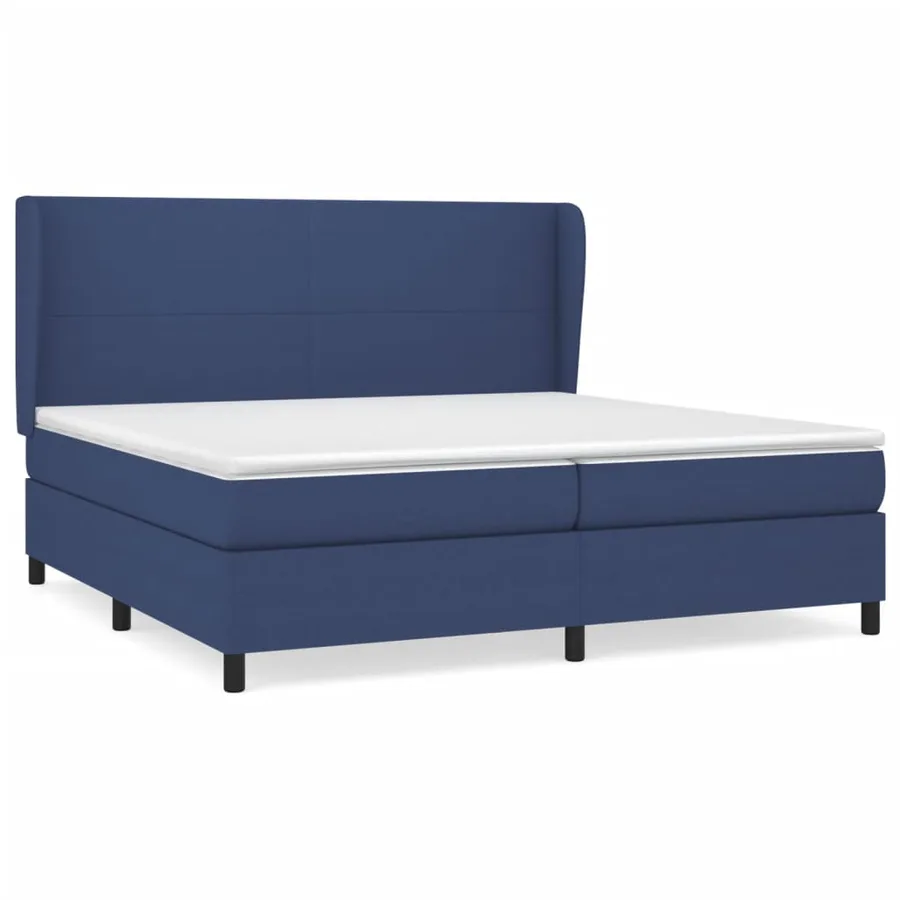 Sommier à lattes de lit avec matelas Bleu 200x200 cm Tissu - 2