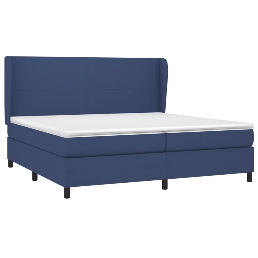 Sommier à lattes de lit avec matelas Bleu 200x200 cm Tissu - 3