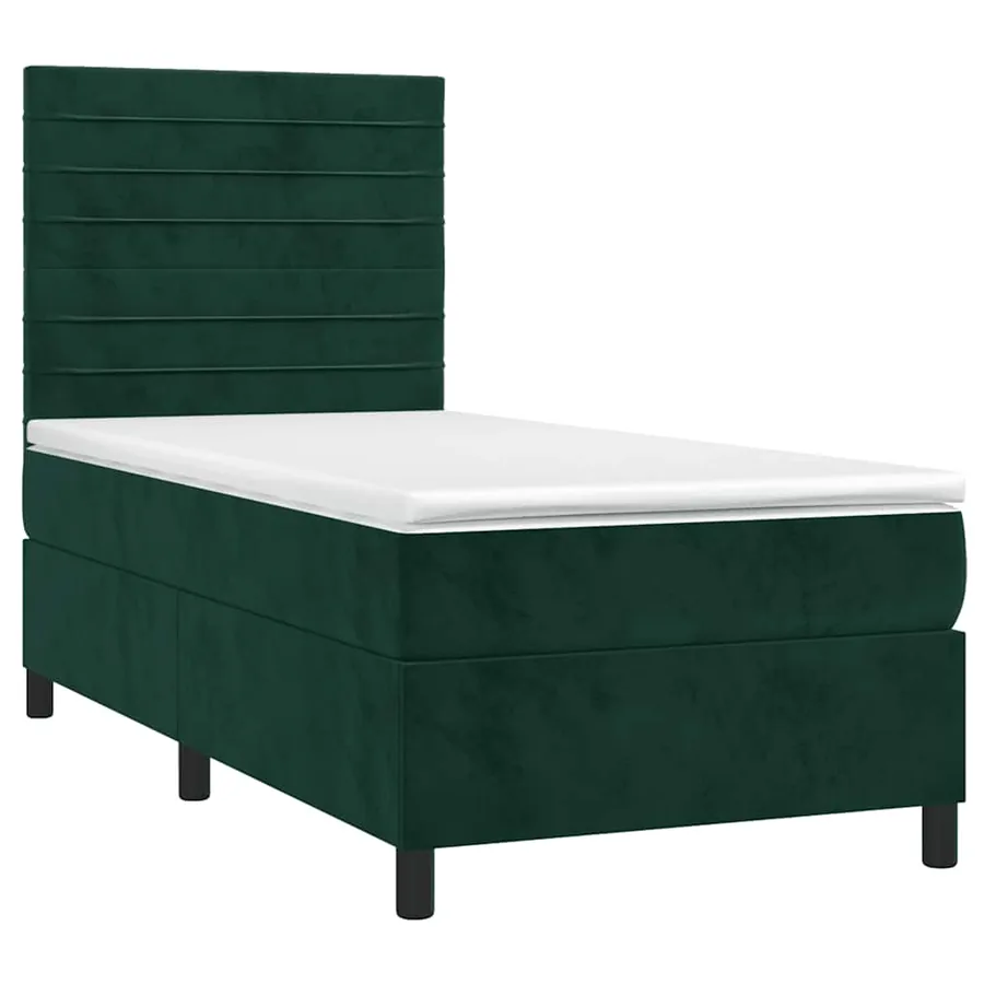 Sommier à lattes de lit avec matelas LED Vert foncé 100x200 cm - 3