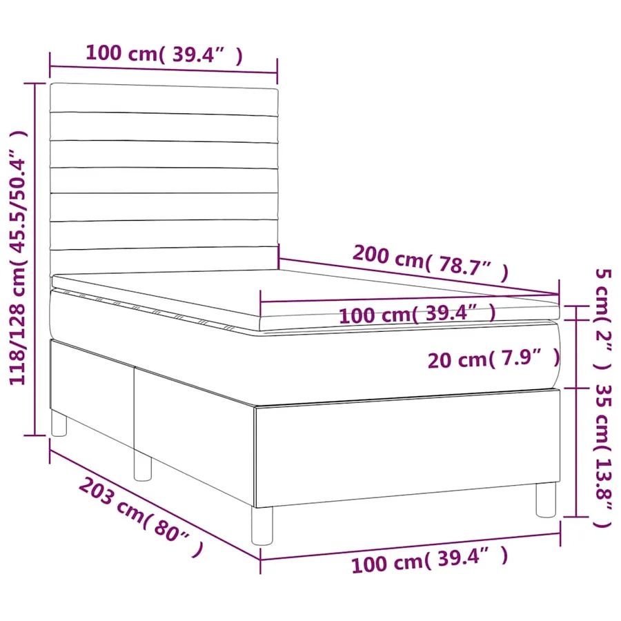 Sommier à lattes de lit avec matelas LED Vert foncé 100x200 cm - 9