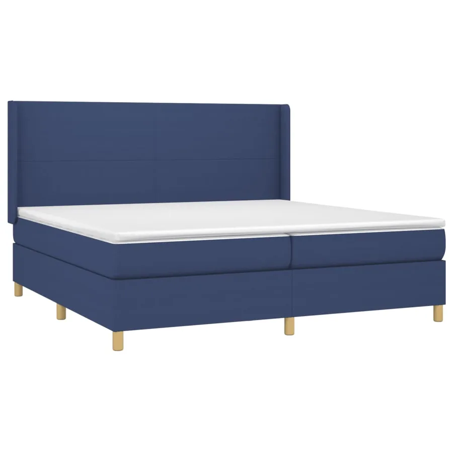 Sommier à lattes de lit avec matelas Bleu 200x200 cm Tissu - 3