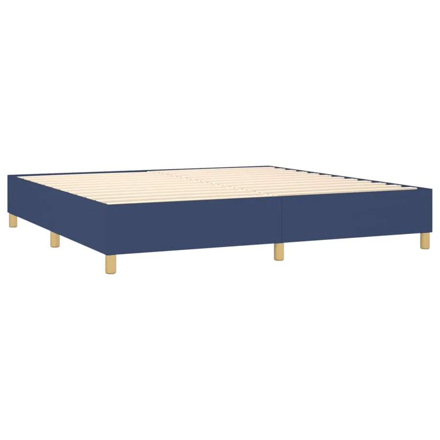 Sommier à lattes de lit avec matelas Bleu 200x200 cm Tissu - 4