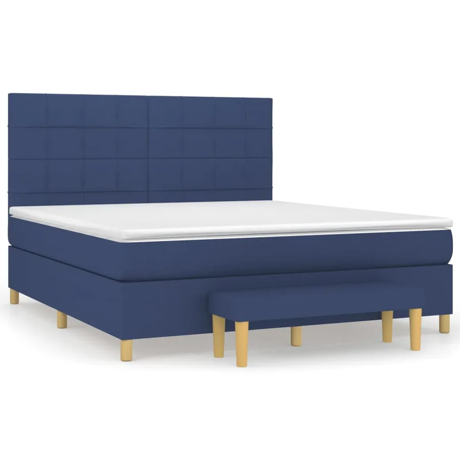 Sommier à lattes de lit avec matelas Bleu 180x200 cm Tissu - 2