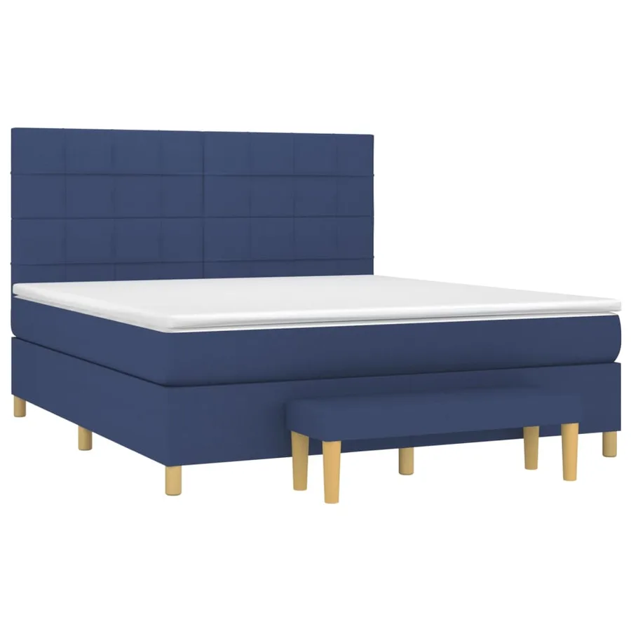 Sommier à lattes de lit avec matelas Bleu 180x200 cm Tissu - 3
