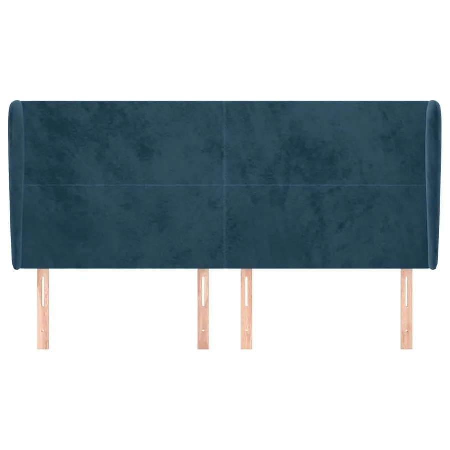 Tête de lit avec oreilles Bleu foncé 203x23x118/128 cm Velours - 3