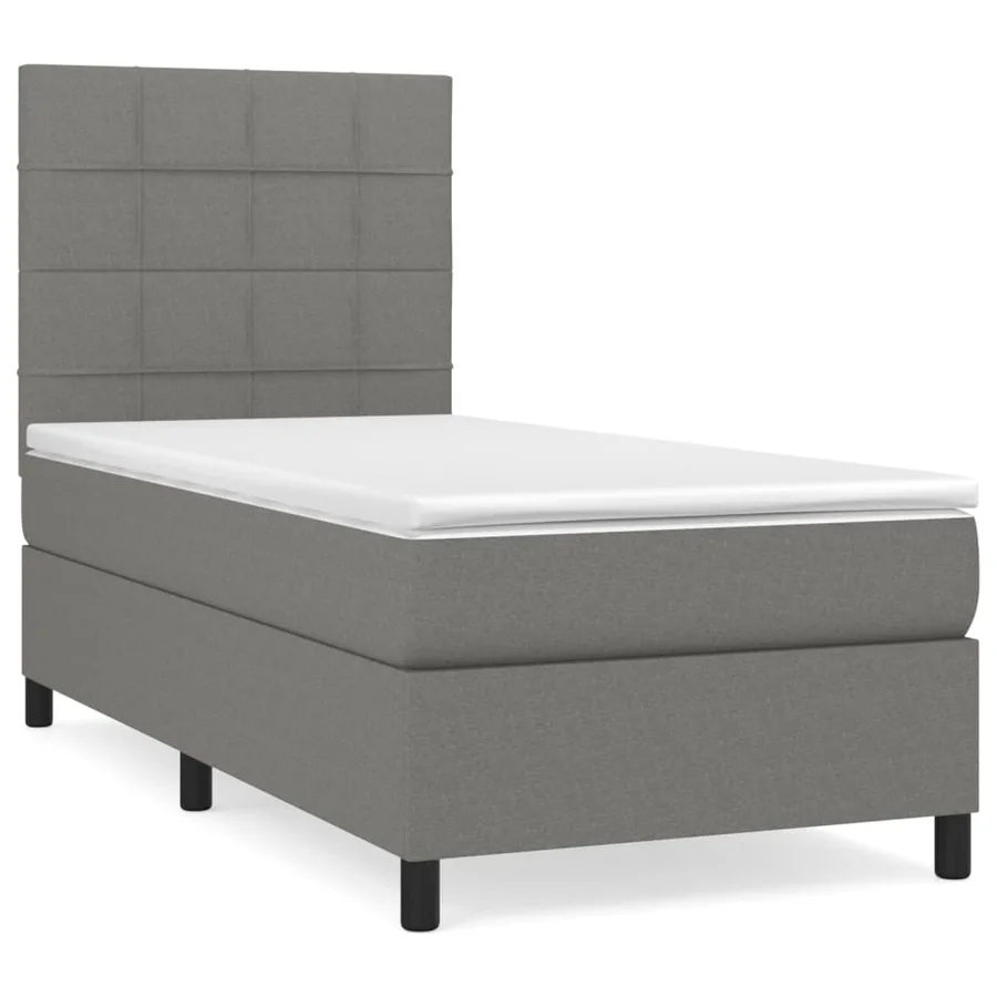 Sommier à lattes de lit avec matelas Gris foncé 90x200 cm Tissu - 2