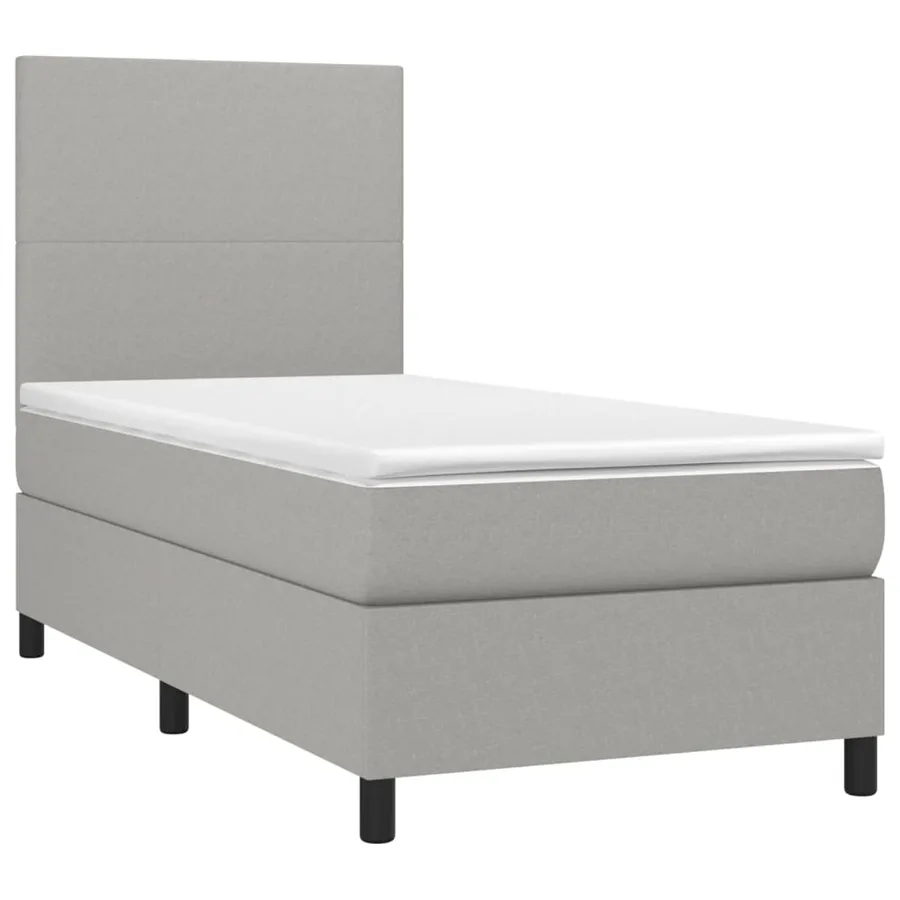 Sommier à lattes de lit avec matelas et LED Gris clair 90x190cm - 3