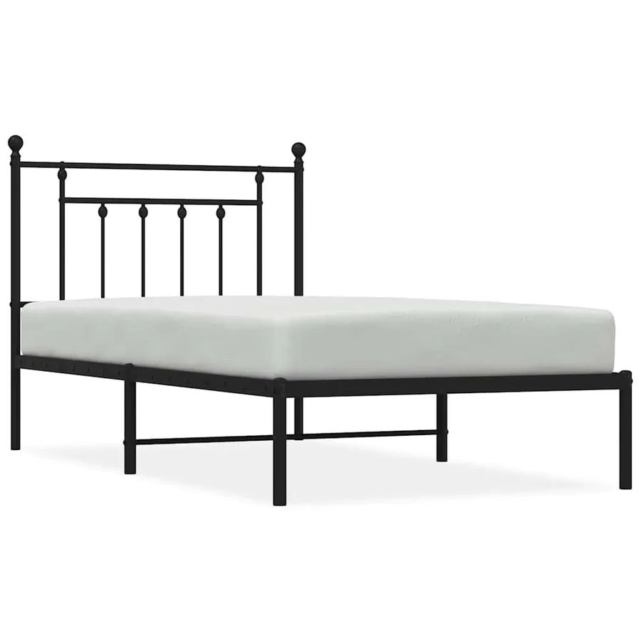 Cadre de lit métal sans matelas avec tête de lit noir 100x190cm - 2