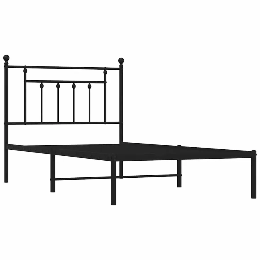Cadre de lit métal sans matelas avec tête de lit noir 100x190cm - 3
