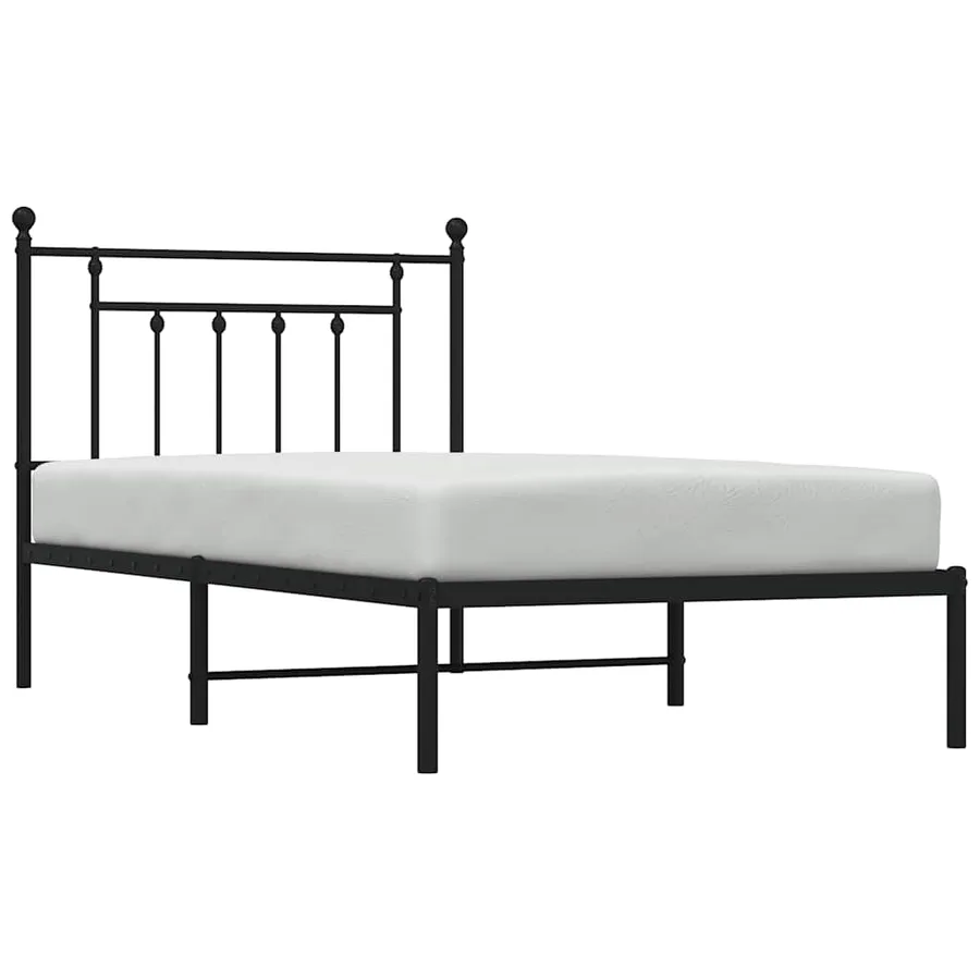 Cadre de lit métal sans matelas avec tête de lit noir 100x190cm - 5