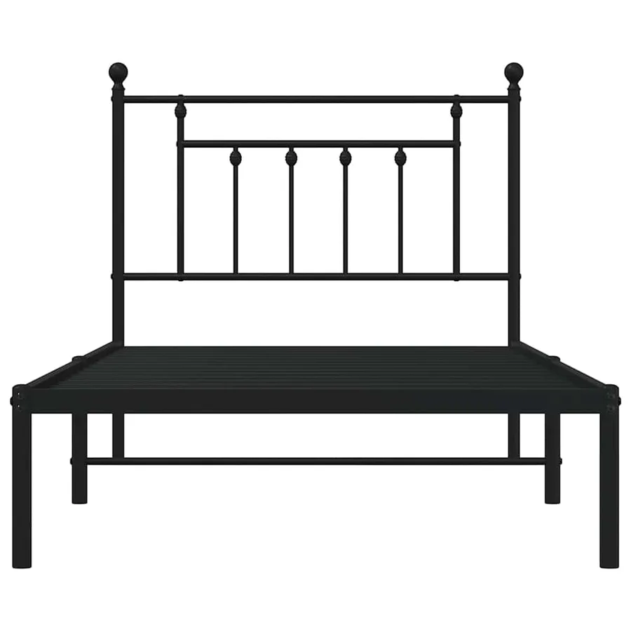 Cadre de lit métal sans matelas avec tête de lit noir 100x190cm - 6
