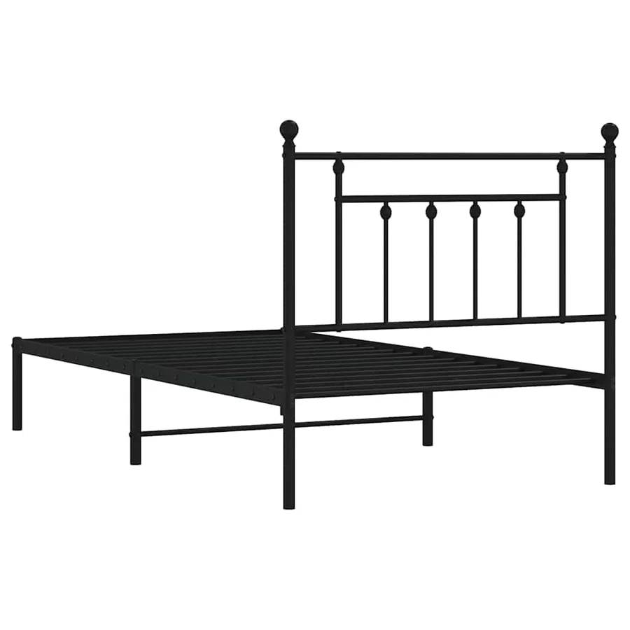 Cadre de lit métal sans matelas avec tête de lit noir 100x190cm - 8
