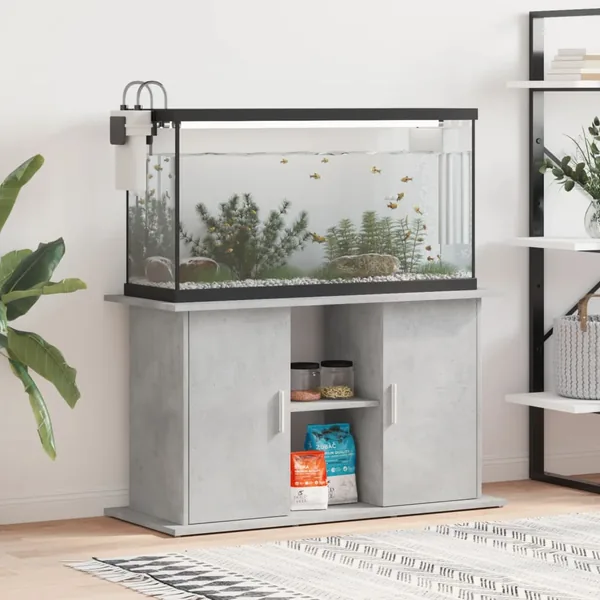 Support d'aquarium Gris béton 101 x 41 x 58 cm Bois d'ingénierie