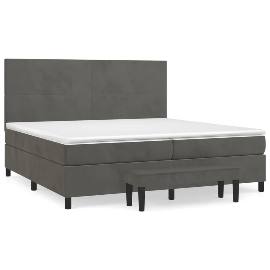 Sommier à lattes de lit et matelas Gris foncé 200x200cm Velours - 2