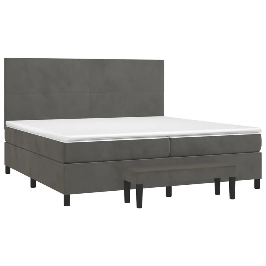 Sommier à lattes de lit et matelas Gris foncé 200x200cm Velours - 3