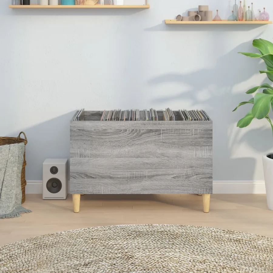 Armoire à disques sonoma gris 74,5x38x48 cm bois d'ingénierie - 3