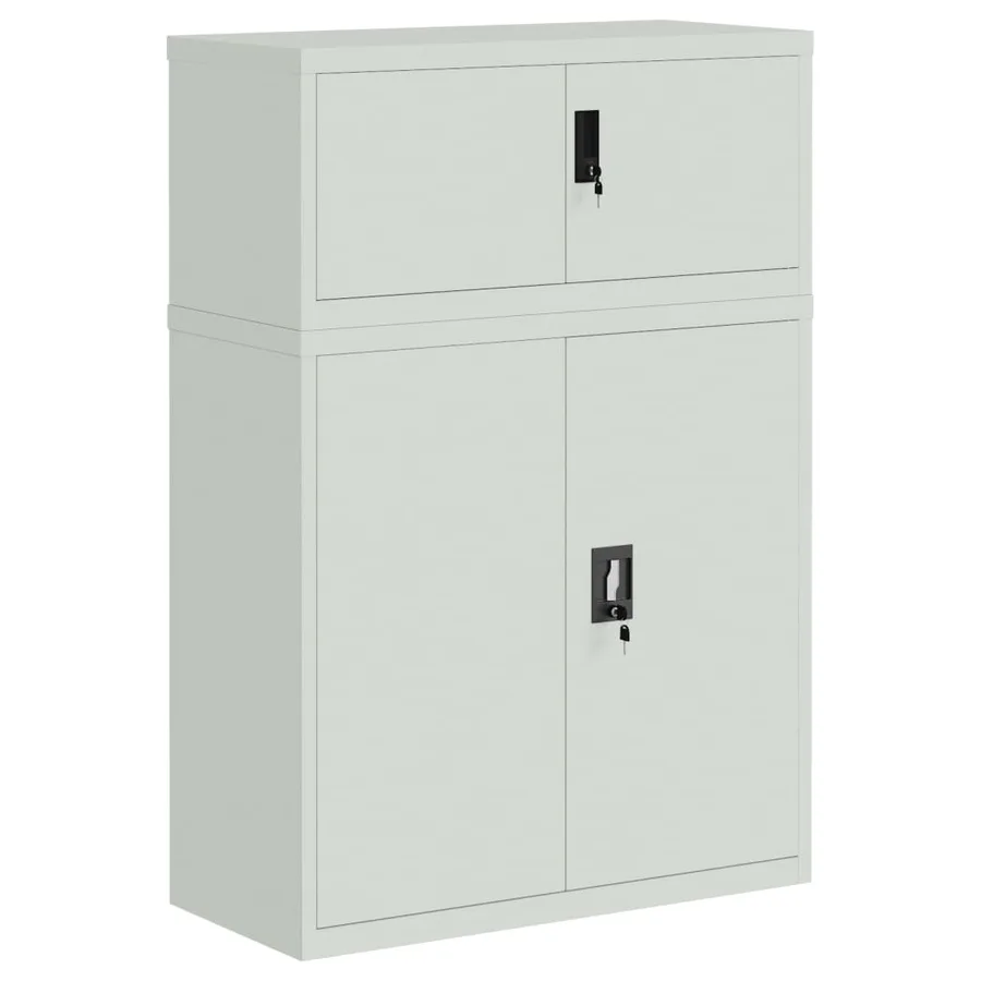 Classeur gris clair 90x40x130 cm acier - 2