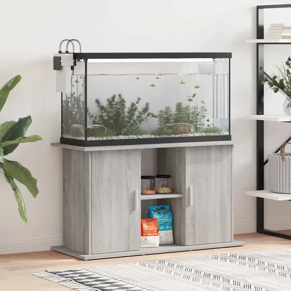 Support pour aquarium sonoma gris 101x41x58cm bois d'ingénierie