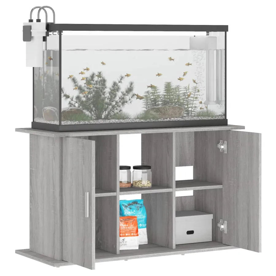 Support pour aquarium sonoma gris 101x41x58cm bois d'ingénierie - 4