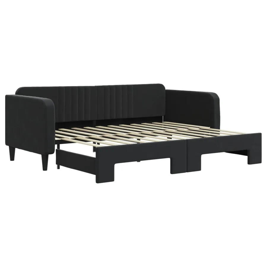 Lit de jour avec gigogne sans matelas noir 90x200 cm - 2