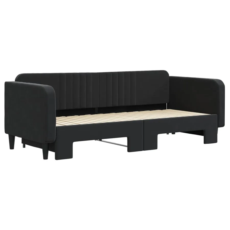 Lit de jour avec gigogne sans matelas noir 90x200 cm - 3