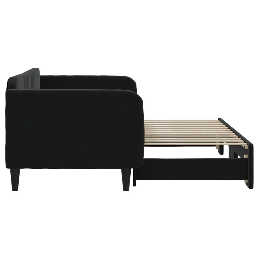 Lit de jour avec gigogne sans matelas noir 90x200 cm - 4