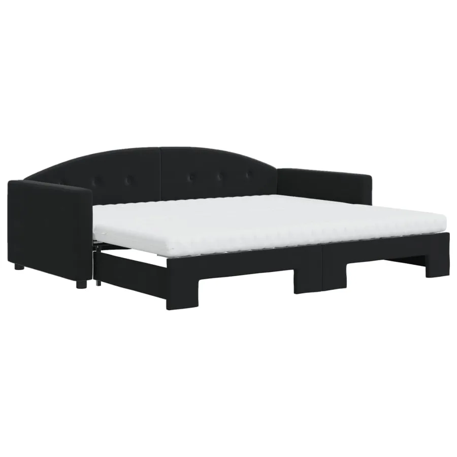 Lit de jour avec gigogne et matelas noir 90x190 cm velours - 2