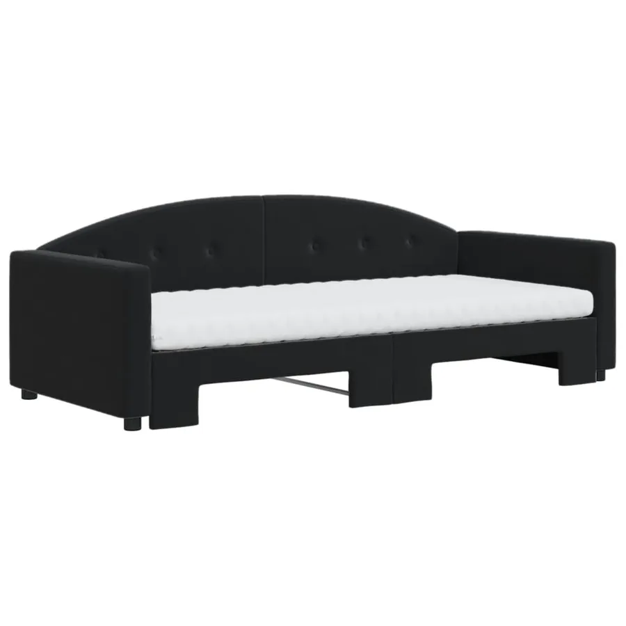Lit de jour avec gigogne et matelas noir 90x190 cm velours - 3