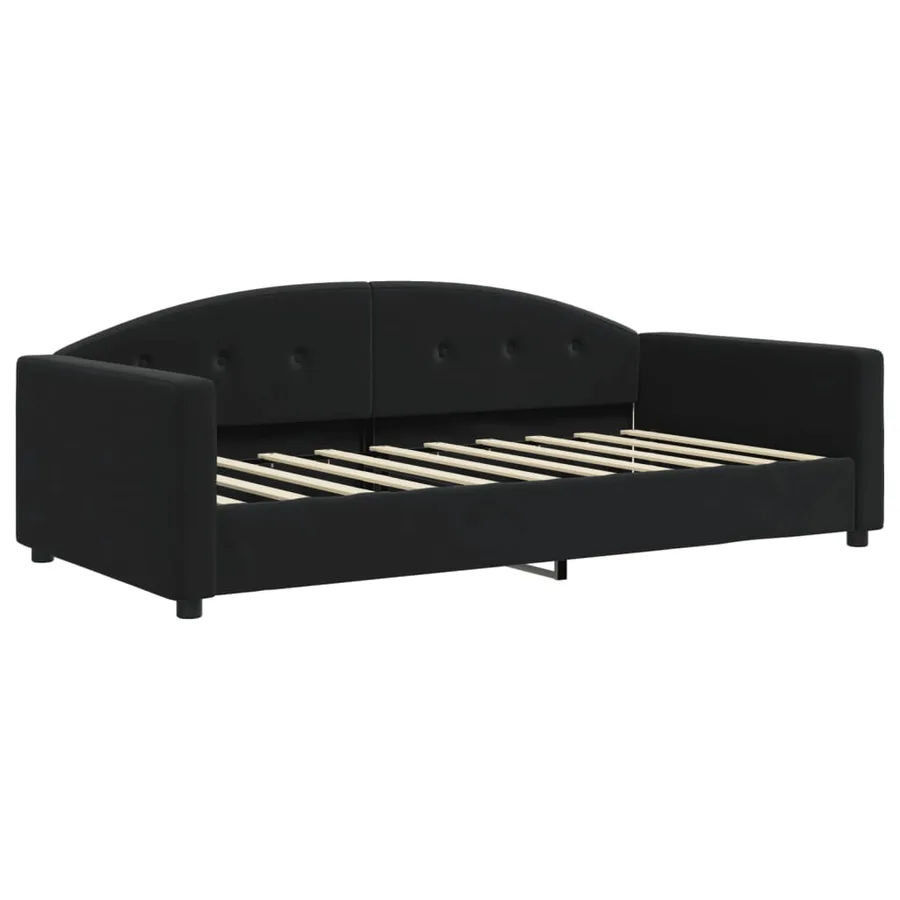 Lit de jour avec gigogne et matelas noir 90x190 cm velours - 4