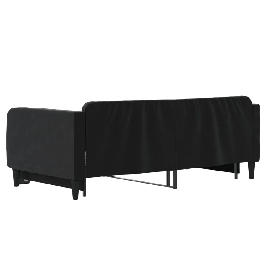 Lit de jour avec lit gigogne noir 90x190 cm velours - 5