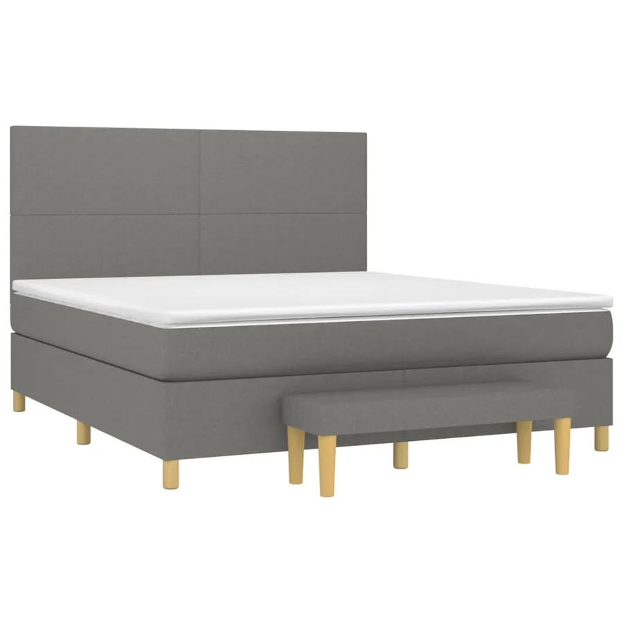 Sommier à lattes de lit avec matelas Gris foncé 180x200cm Tissu - 3