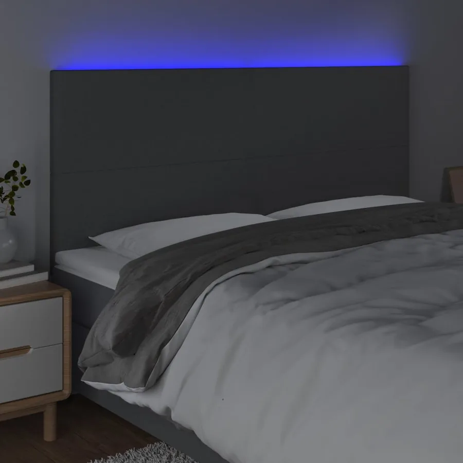 Tête de lit à LED Gris foncé 180x5x118/128 cm Tissu - 3