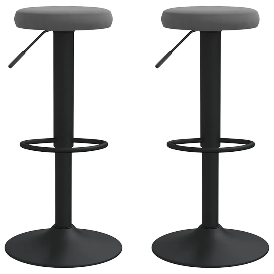 Tabourets de bar lot de 2 gris foncé velours - 2