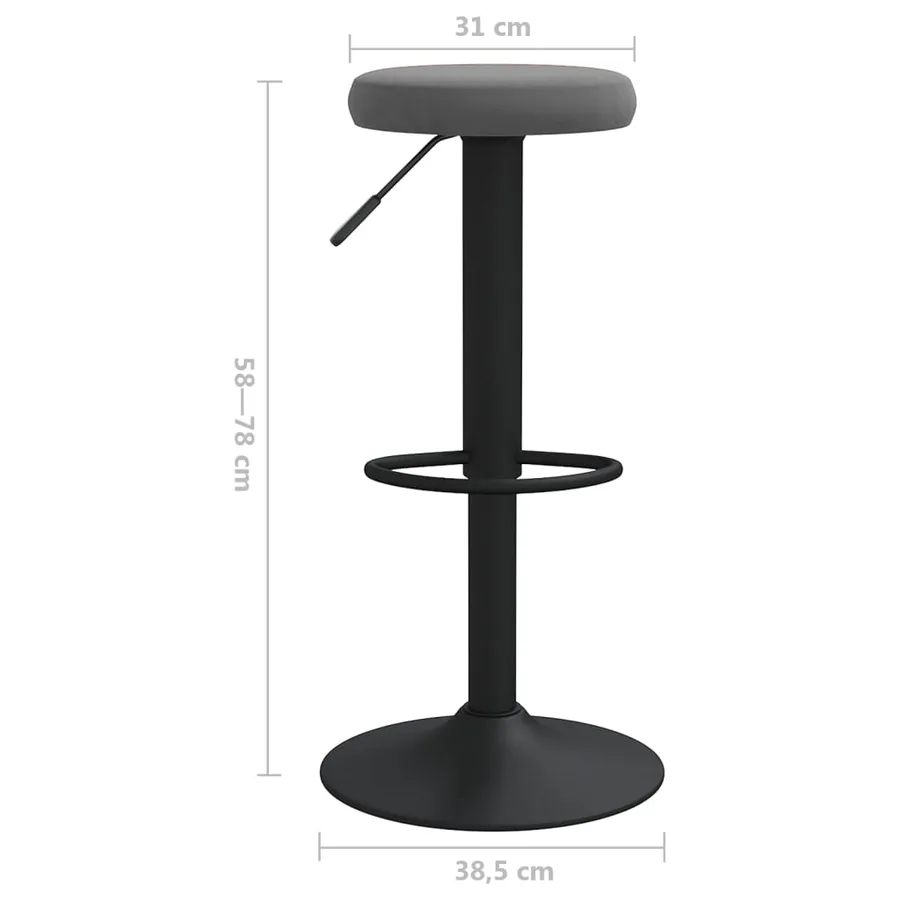 Tabourets de bar lot de 2 gris foncé velours - 8