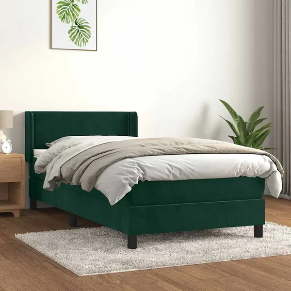 Sommier à lattes de lit et matelas Vert foncé 80x200 cm Velours