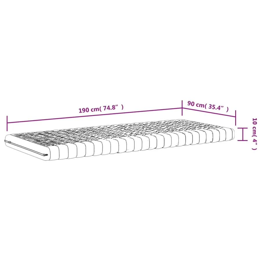 Matelas en mousse blanc 90x190 cm 7 zones dureté 20 ILD - 9
