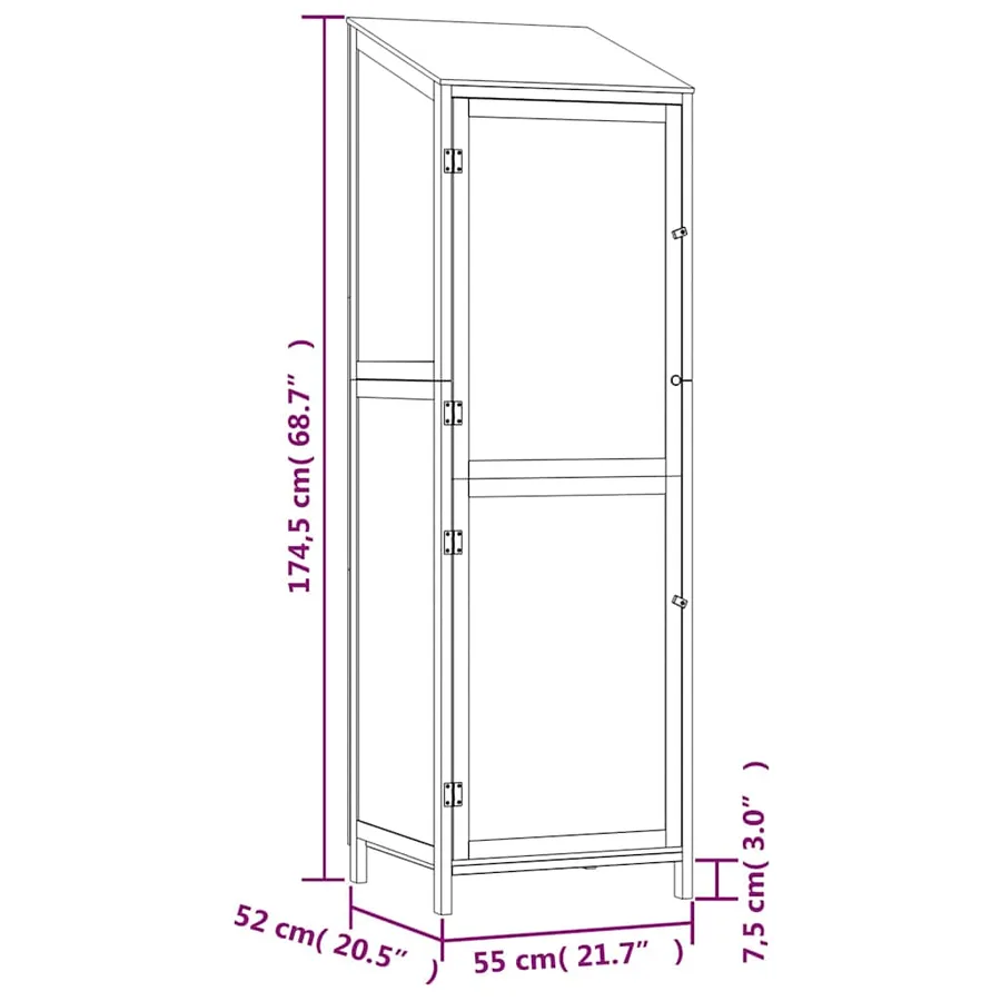 Remise de jardin Blanc 55x52x174,5 cm Bois de sapin solide - 8